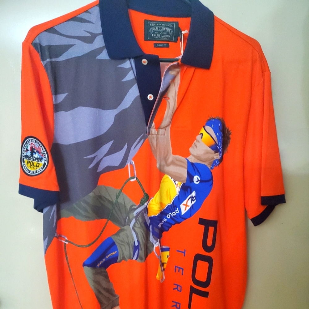 Ralph Lauren Polo Country Men's Large Sportsman Terrain Climber Orange Shirt